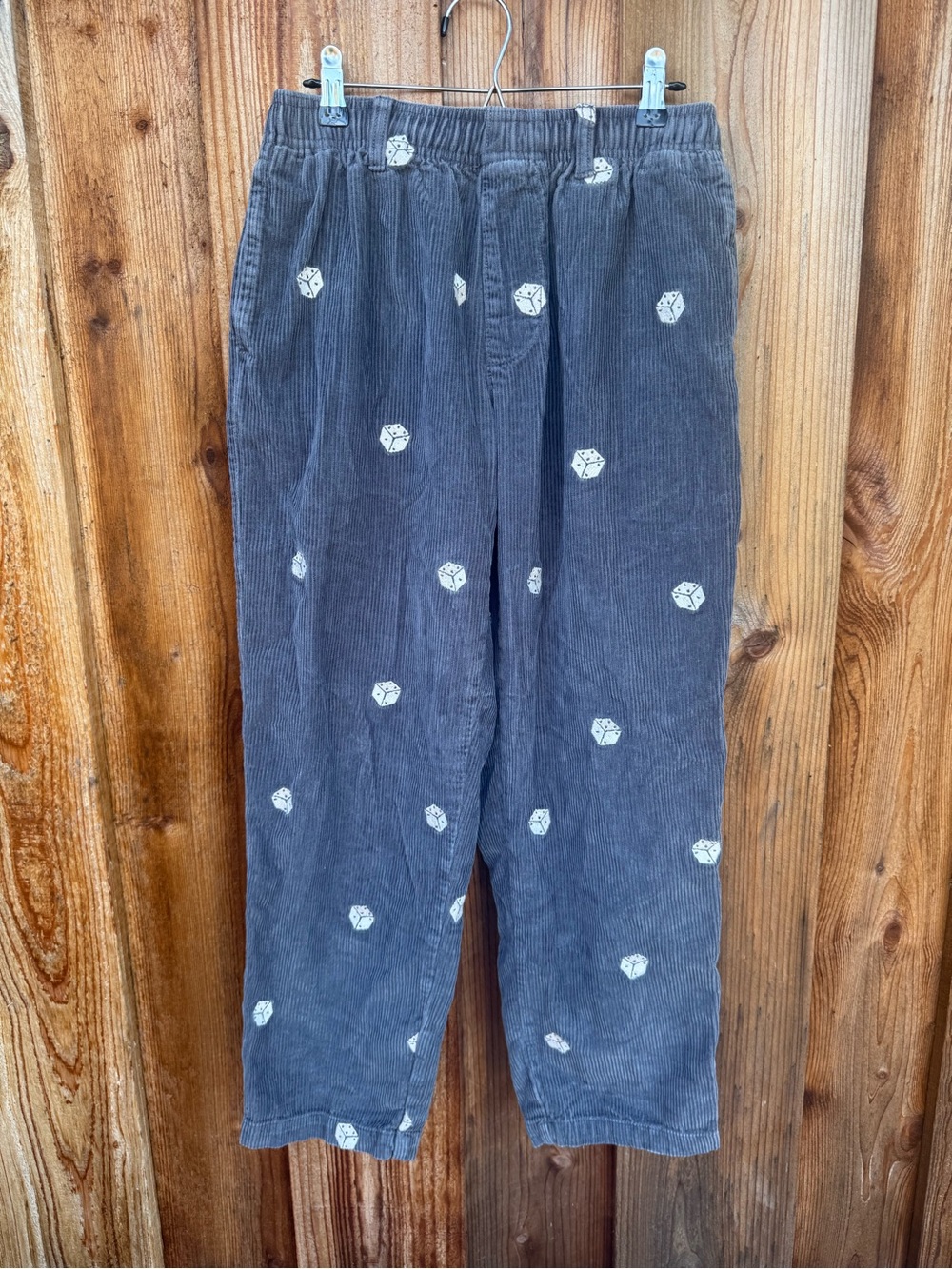 Urban Outfitters Charcoal Corduroy Joggers with White Dot Print